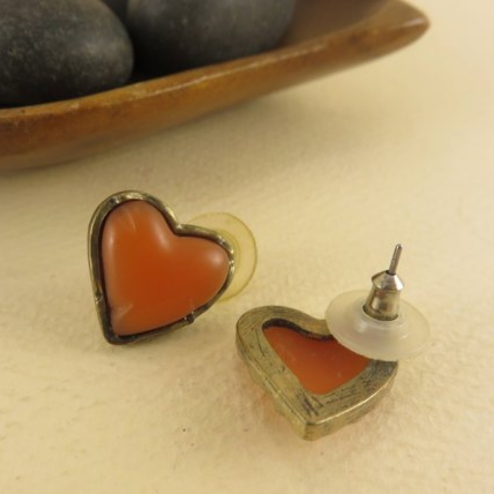 Orange Heart Earrings - Picture 5 of 6